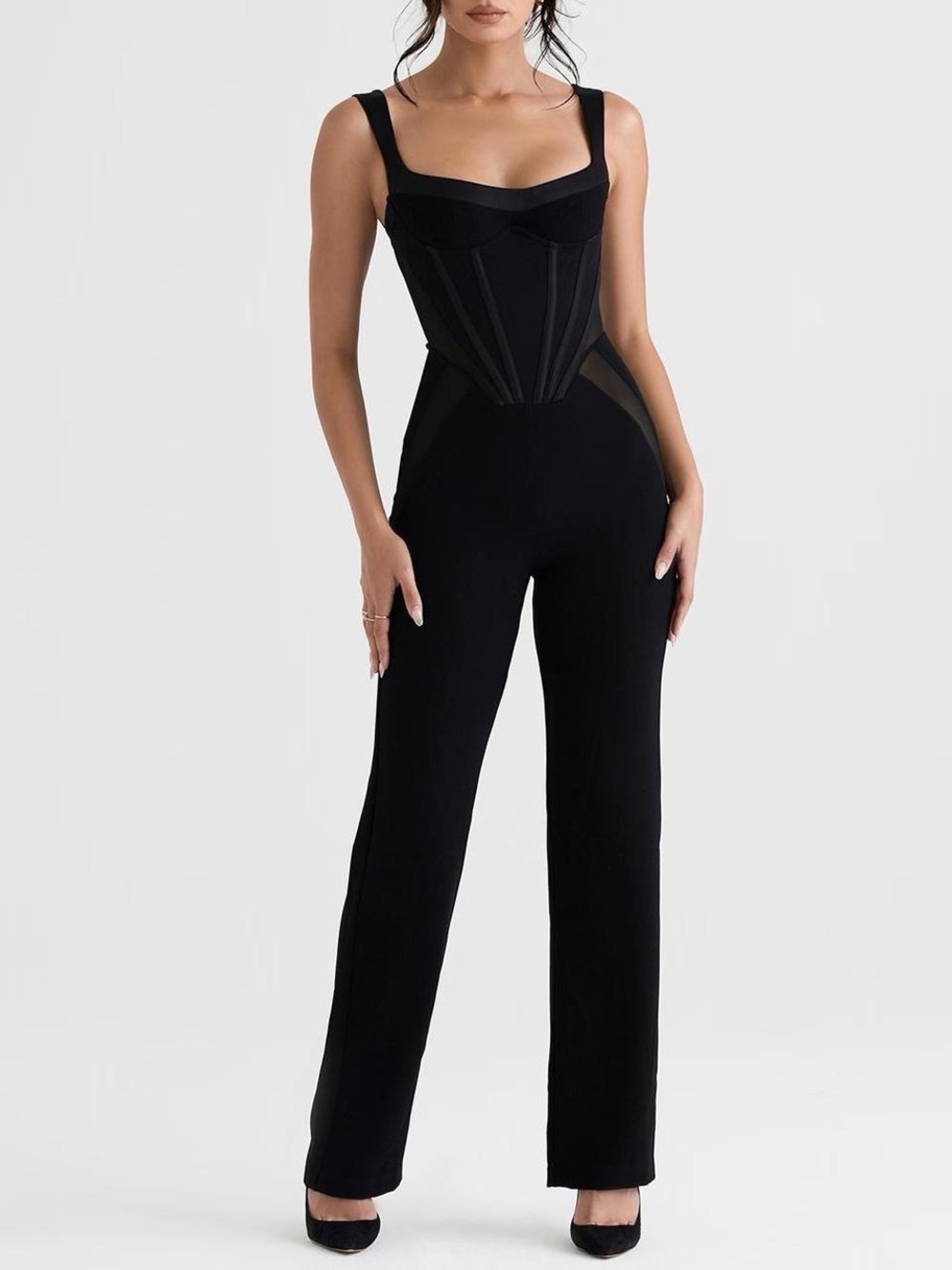 House of CB Mylene Black Corset Jumpsuit